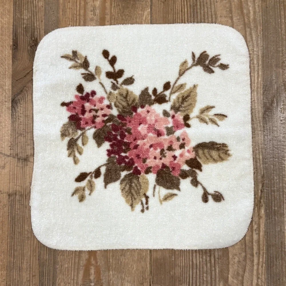 Vintage Towel Set Floral Hydrangea Springmaid 3 Piece Pink Brown White USA Made